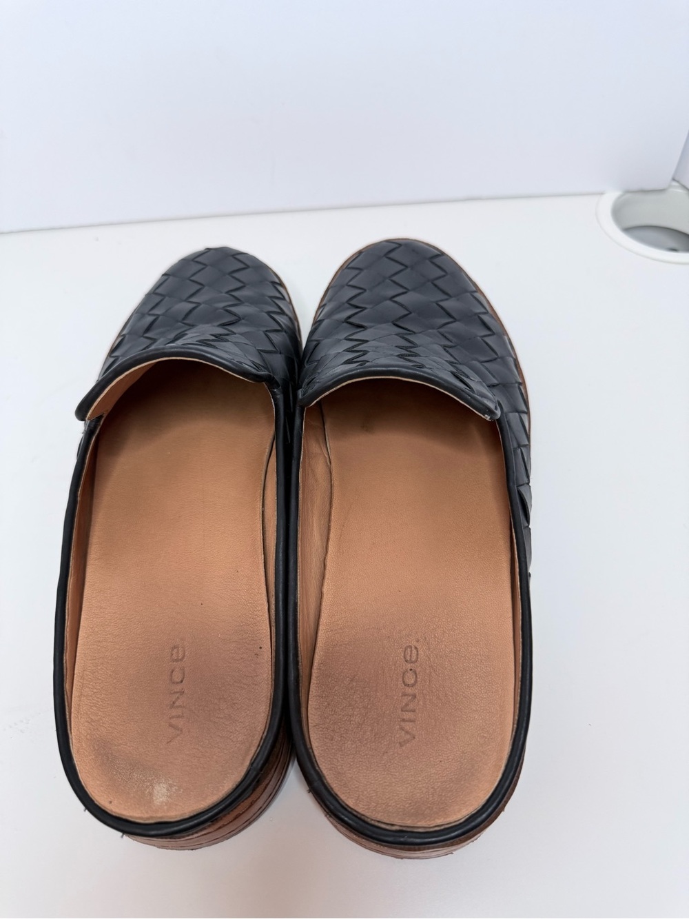 Vince Black Woven Leather Mule Slip-On Loafers Size 9 - Picture 4 of 8